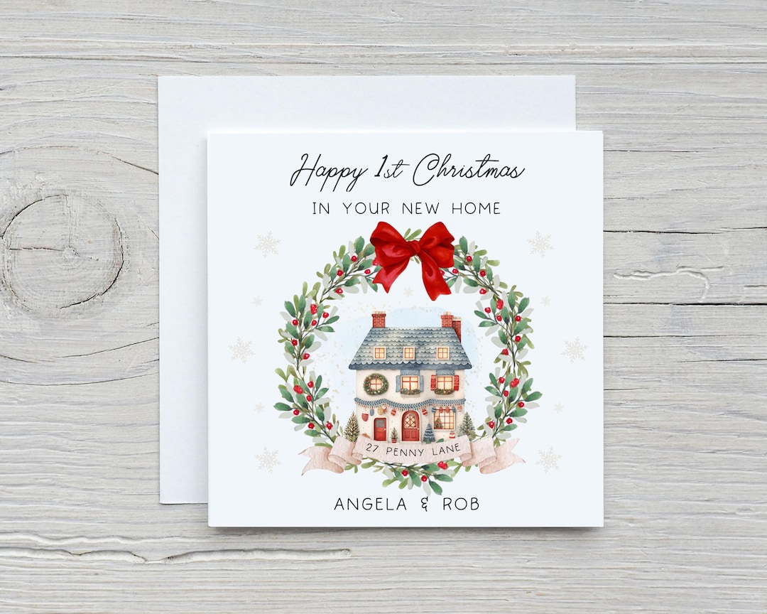 1st Christmas In Your New Home Greeting Card – Personalised For Daughter, Son, Friend, Neighbour