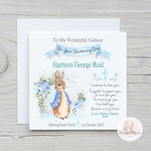 Godson Christening card Christening card Godson card Baby Boy Christening card Personalised Christening card Card for a Godson Baptism card image 1