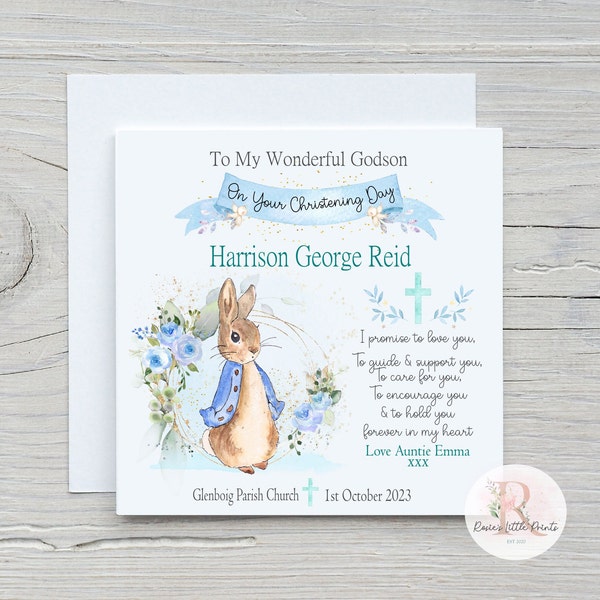 Godson Christening card Christening card Godson card Baby Boy Christening card Personalised Christening card Card for a Godson Baptism card