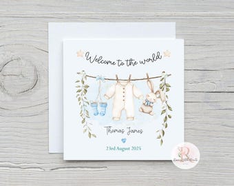 New baby card; new baby boy card; Baby boy; Congratulations on birth of new baby; baby card; new parents; welcome to the world card