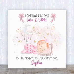 New baby card; new baby girl card; Baby girl; Congratulations on birth of new baby; baby card; new parents; new Grandparents card