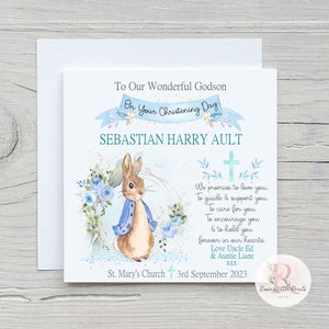 Godson Christening card Christening card Godson card Baby Boy Christening card Personalised Christening card Card for a Godson Baptism card image 2