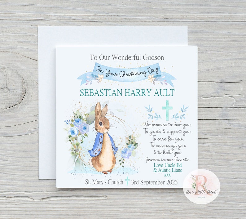 Godson Christening card Christening card Godson card Baby Boy Christening card Personalised Christening card Card for a Godson Baptism card image 2