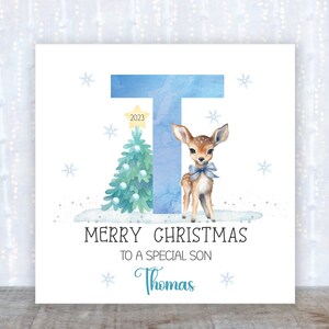 Jongenskerstkaart Gepersonaliseerde jongenskerstkaart Zoonskerstkaart Schattige hertenkerstkaart Kleinzoonkerstkaart Kerstkaarten