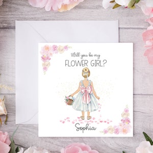 Blumenmädchen-Karte; Willst du meine Blumenmädchen sein? Blumenmädchen Vorschlag Karte; Brautjungfer Karte, Blumenmädchen Geschenk, Junior Brautjungfer