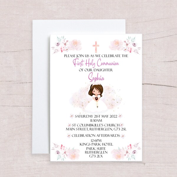 D & L Designs Ltd 12 Personalised First Holy Communion Invitations