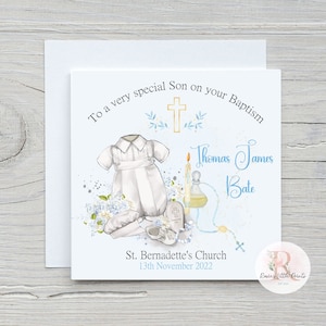 Baptism card; Baby Boy Baptism Card; Boy Christening card; Personalised Christening card - Son; Godson; Grandson, Nephew etc.