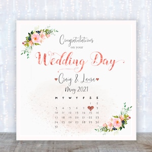 Carte de mariage ; Carte de mariage calendrier Carte de mariage personnalisée ; Félicitations pour votre carte de mariage ; Sur votre carte de mariage ;