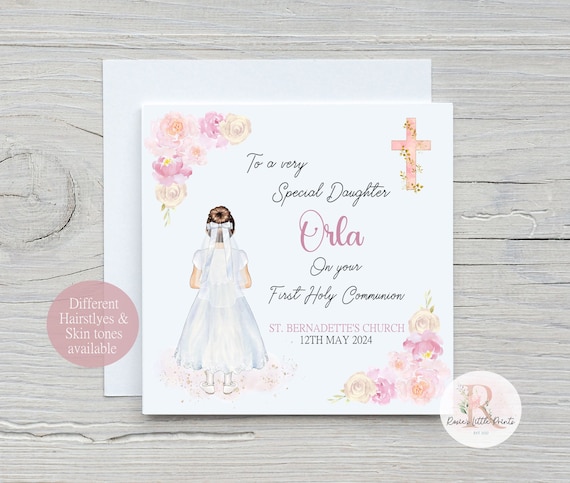 First Holy Communion card Communion Card first communion card Personalised Communion card Daughter Goddaughter Granddaughter Communion day