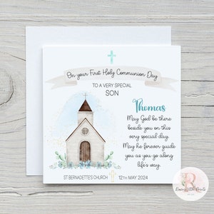 Carte de première communion Jour de la première communion Carte de communion Communion garçon Fils Carte de communion Le jour de votre première communion