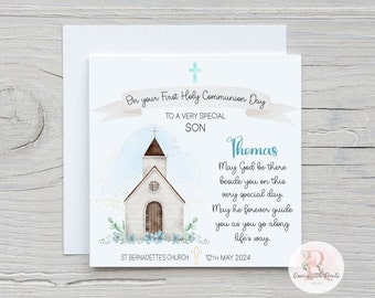 First Holy Communion card First Holy Communion day Communion card Communion boy Son Communion card On your First Holy Communion Day