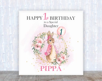 Peter Rabbit Birthday card; 1st birthday card; Birthday card; special Daughter birthday card; granddaughter; baby birthday; kids birthday