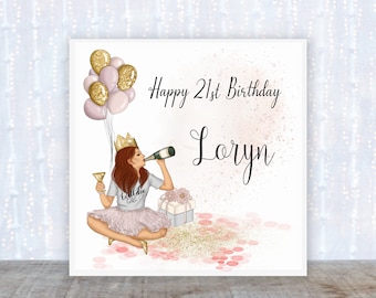 Carte d'anniversaire fille ; Carte de 21 ans ; carte d'anniversaire 30 ans ; carte de 18 ans ; carte d'anniversaire personnalisée ; carte d'anniversaire faite main ;