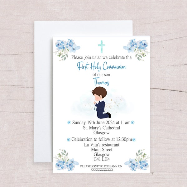 First Holy Communion Invitations; Communion invitations; personalised first communion invitations; First Holy Communion; Communion; Invites