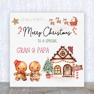 Cartão de Natal personalizado Cartão de Natal do boneco de gengibre Cartão de Natal para os pais Cartão de Natal para os avós Vovó e vovô