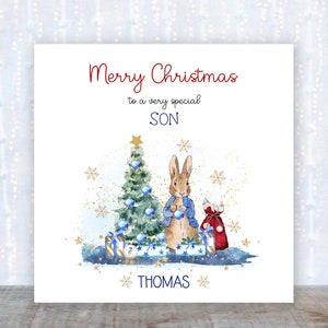Tarjeta de Navidad para niños Tarjeta de Navidad para hijo Tarjeta de Navidad para nieto Tarjeta de Navidad para sobrino Tarjeta de Navidad para Peter Rabbit Tarjeta de Navidad personalizada