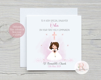 First Holy Communion card; Communion Card; first communion card; Personalised Communion card - Daughter; Goddaughter; Granddaughter etc.