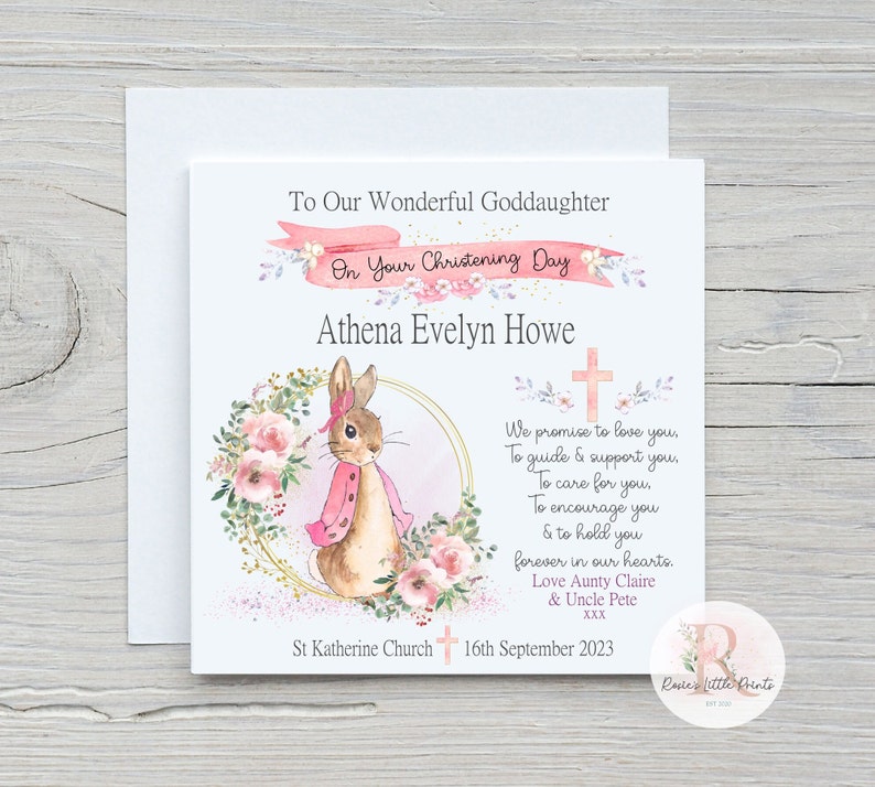 Goddaughter Christening card Christening card Goddaughter card Baby Girl Christening card Personalised Christening card Goddaughter card zdjęcie 2