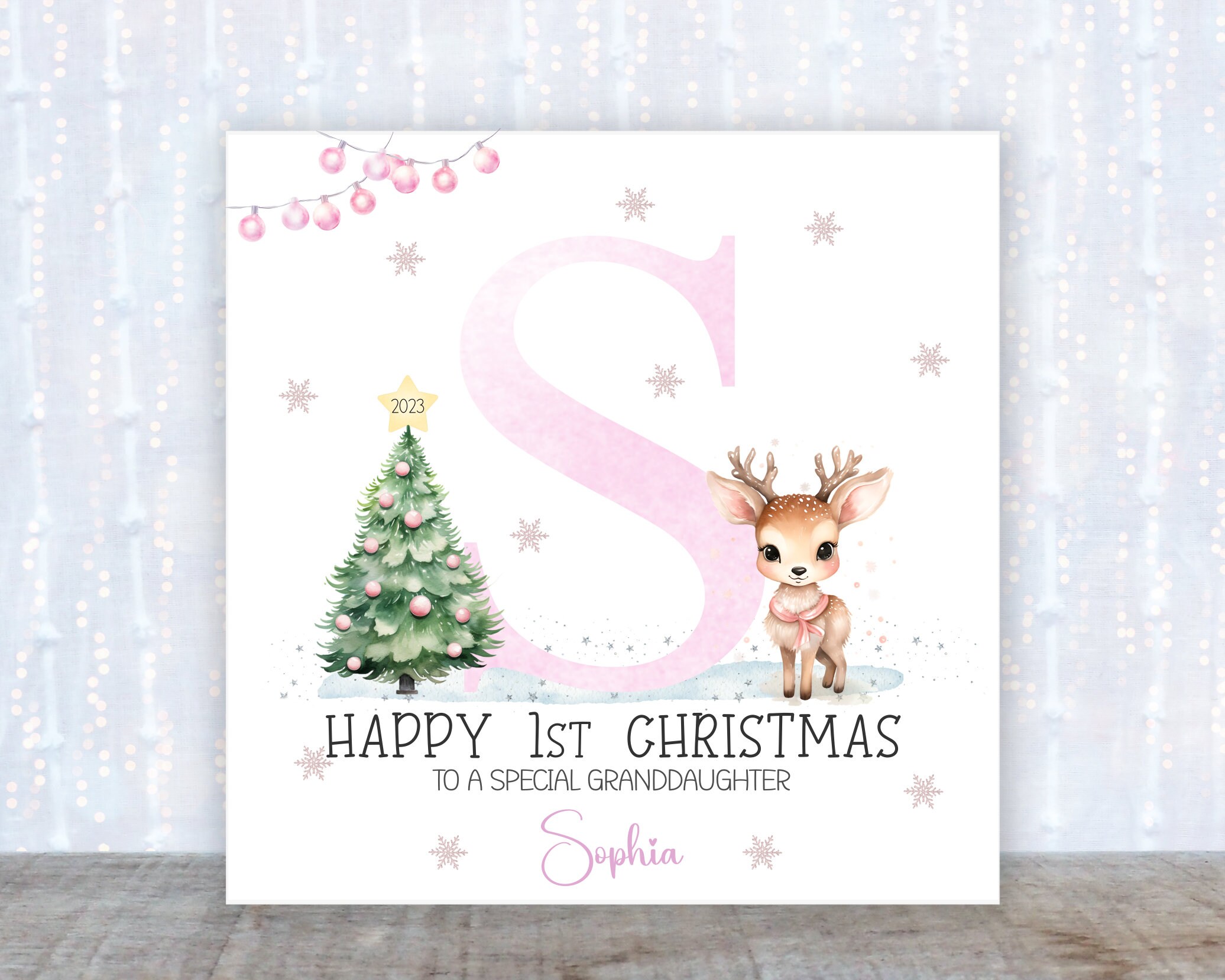Girls 1st Christmas card Personalised Girls 1st Christmas card Daughter 1st Christmas  Christmas cards Granddaughter Card Personalised card