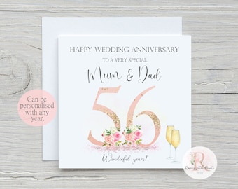Tarjeta de aniversario de bodas; Feliz aniversario de bodas; Aniversario de mamá y papá; Tarjeta de aniversario de pareja especial, tarjeta de aniversario, boda