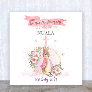 Tarjeta de bautizo; Tarjeta de bautizo de niña; Tarjeta de bautizo personalizada - Hija; Ahijada; Nieta, etc.