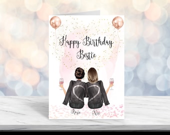Happy Birthday Bestie card, Best Friend birthday card, Personalised Birthday card; 30th Birthday; 21st Birthday, 40th birthday;18th Birthday