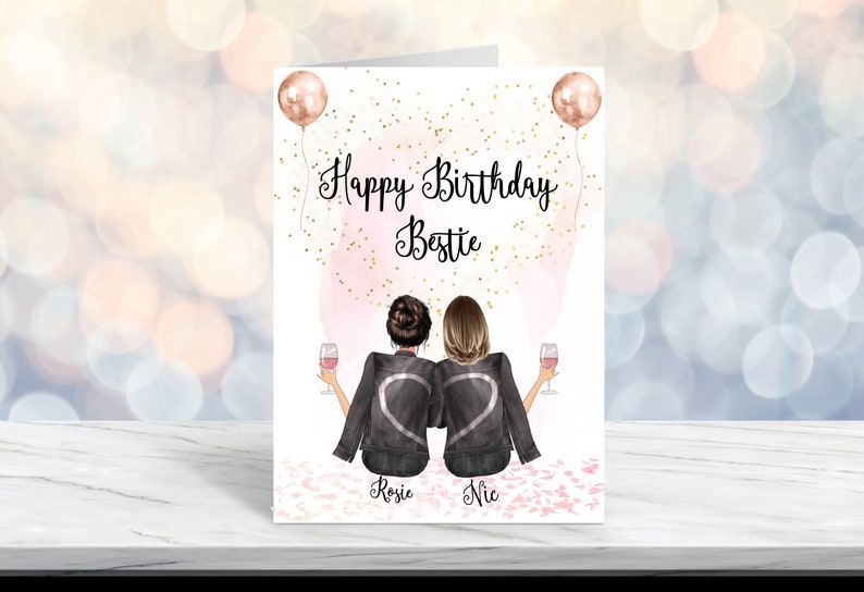 Carte joyeux anniversaire Bestie Carte d'anniversaire meilleur ami Carte d'anniversaire personnalisée 30e anniversaire 21e anniversaire 40e anniversaire Carte 18e anniversaire image 1