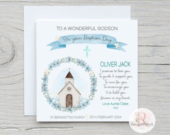 Godson Baptism card Baptism card Godson card Baby Boy Baptism card Personalised Baptism card Card for a Godson Baptism cards