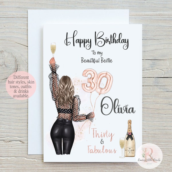 Carte 30e anniversaire pour elle Joyeux 30e anniversaire 30 30e anniversaire bestie 30e anniversaire femme Joyeux anniversaire bestie 30e anniversaire fille