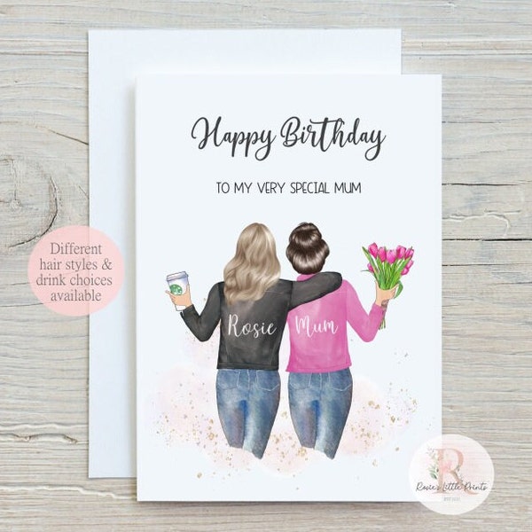 Birthday card for mum; Mum birthday card; Special mum birthday card; Birthday card; Mother and daughter card; Personalised card