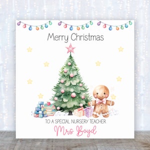 Kindergärtnerin Weihnachtskarte Weihnachtskarte für Lehrerin Personalisierte Karte Frohe Weihnachten Erzieherin Lehrerkarte Kinderzimmer-Weihnachtskarte