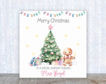 Nursery Teacher Christmas card Christmas card for teacher Personalised card Merry Christmas nursery teacher card Nursery Christmas Card