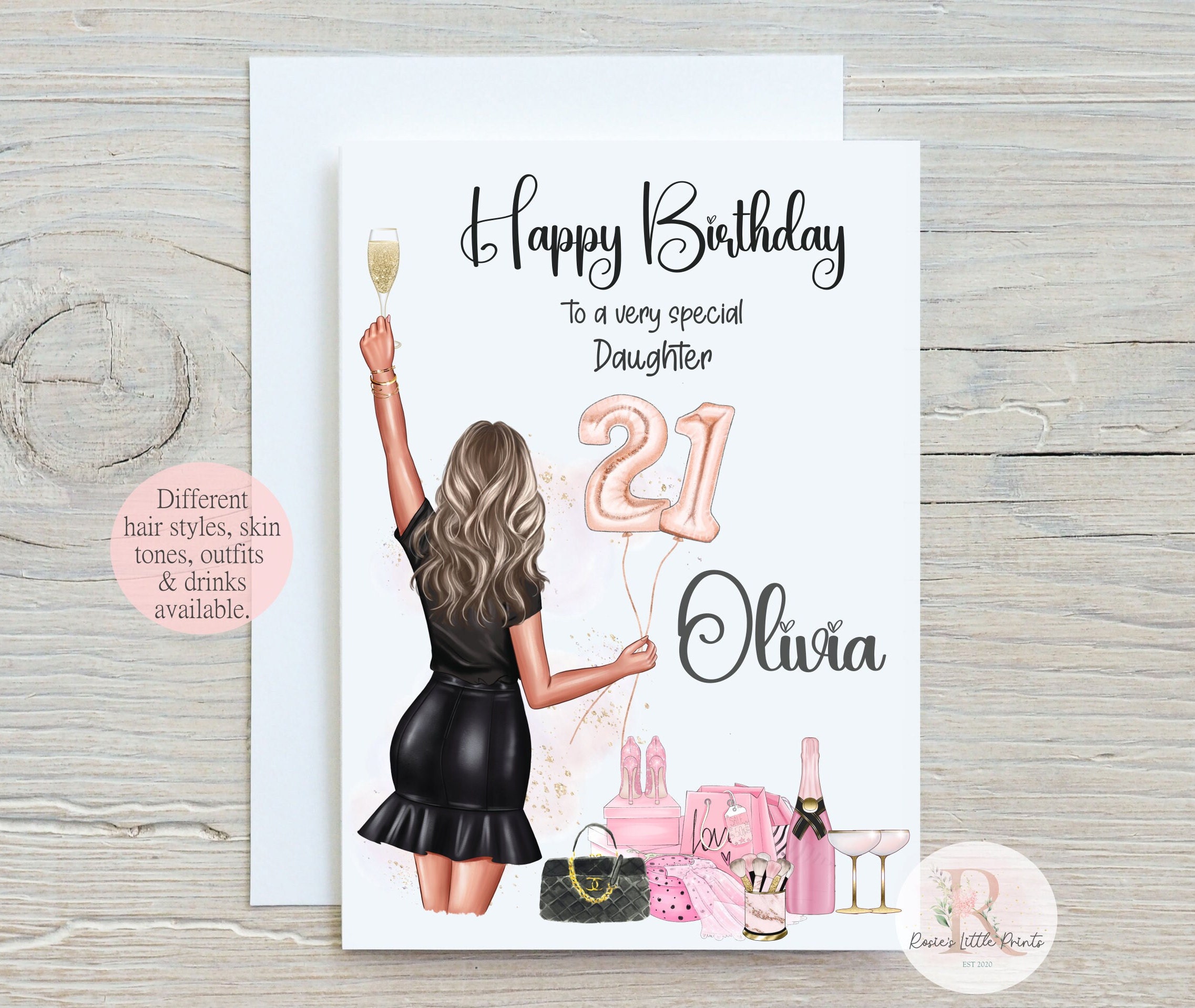 Biglietto Di Auguri Personalizzato Per Il 21° Compleanno Rosa - Foto 5