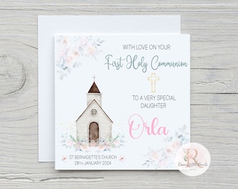 First Holy Communion card; Communion Card; first communion card; Personalised Communion card - Daughter; Goddaughter; Granddaughter etc.