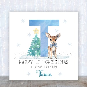 1e kerstkaart baby Gepersonaliseerde kerstkaart babyjongen Babykerstkaart Leuke hertenkerstkaart 1e kerstkaart Kerstkaarten