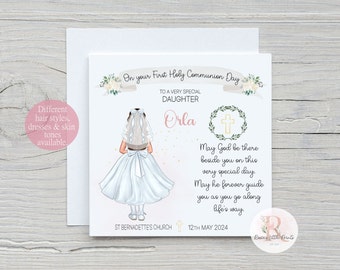 First Holy Communion card Communion Card first communion card Personalised Communion card Daughter Goddaughter Granddaughter Communion day