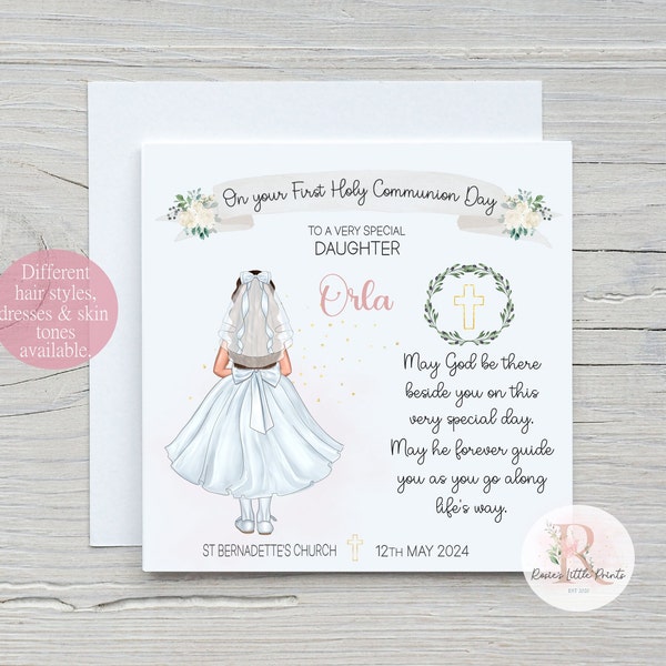 First Holy Communion card Communion Card first communion card Personalised Communion card Daughter Goddaughter Granddaughter Communion day