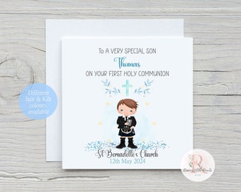 First Holy Communion card; Scottish First Holy Communion card; Boy in kilt communion card; Godson communion, Son communion, Grandson etc