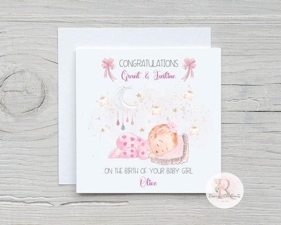 Tarjeta para bebé recién nacido; tarjeta para niña recién nacida