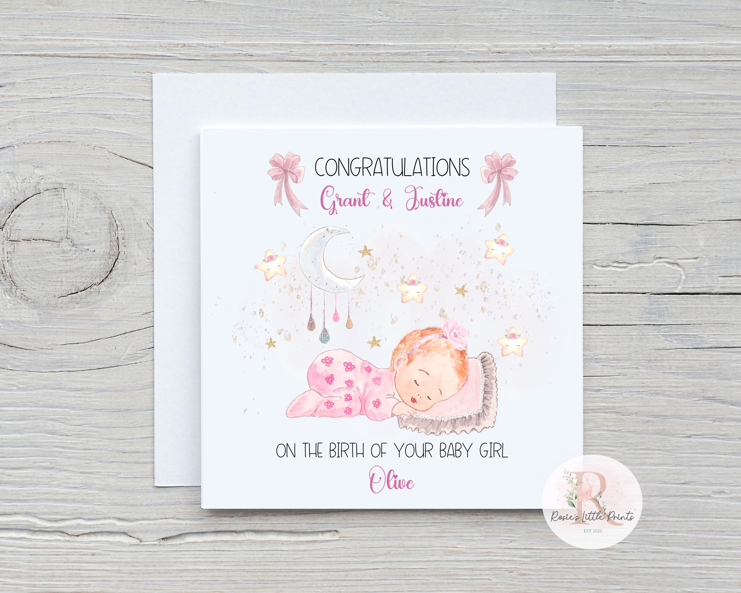 New Baby Card; New Baby Girl Card; Baby Girl; Congratulations on