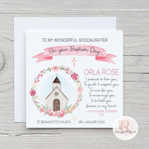 Tarjeta de Bautismo de Ahijada Tarjeta de Bautismo Tarjeta de Ahijada Tarjeta de Bautismo de Niña Tarjeta de Bautismo Personalizada Tarjeta de Ahijada En tu Bautismo