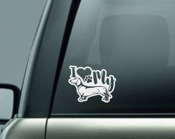 I Heart My Wiener Dachshund Dog Car Decal