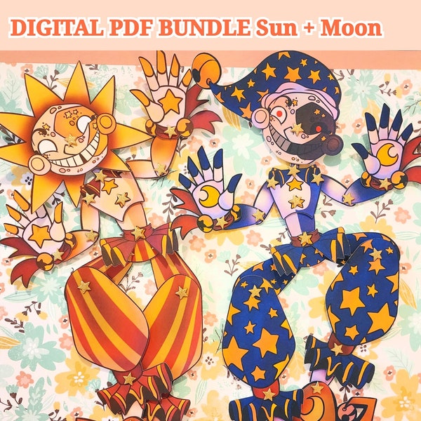 Bundle| Digital PDF Sun and Moon Paper Puppets | FNAF SB
