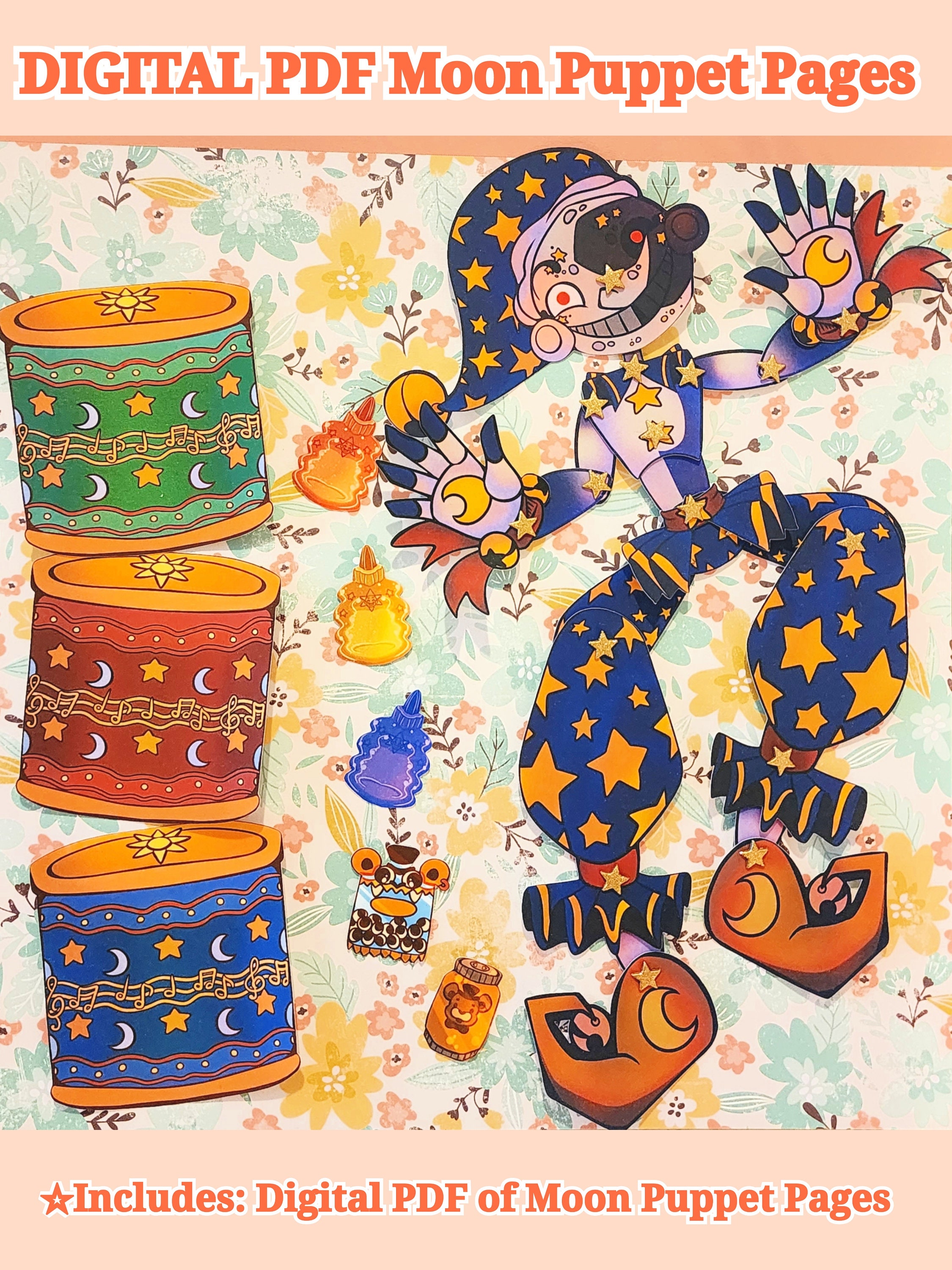 Bundle| Digital PDF Sun and Moon Paper Puppets | FNAF SB - Etsy
