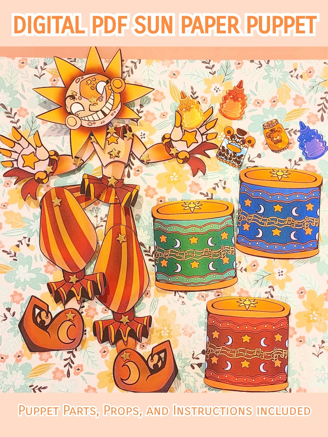 Digital PDF Sun Paper Puppets FNAF SB Etsy