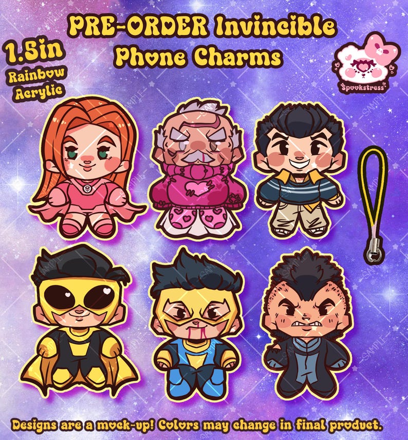 Invincible Chibis | 1.5in Rainbow Phone Charms - Etsy