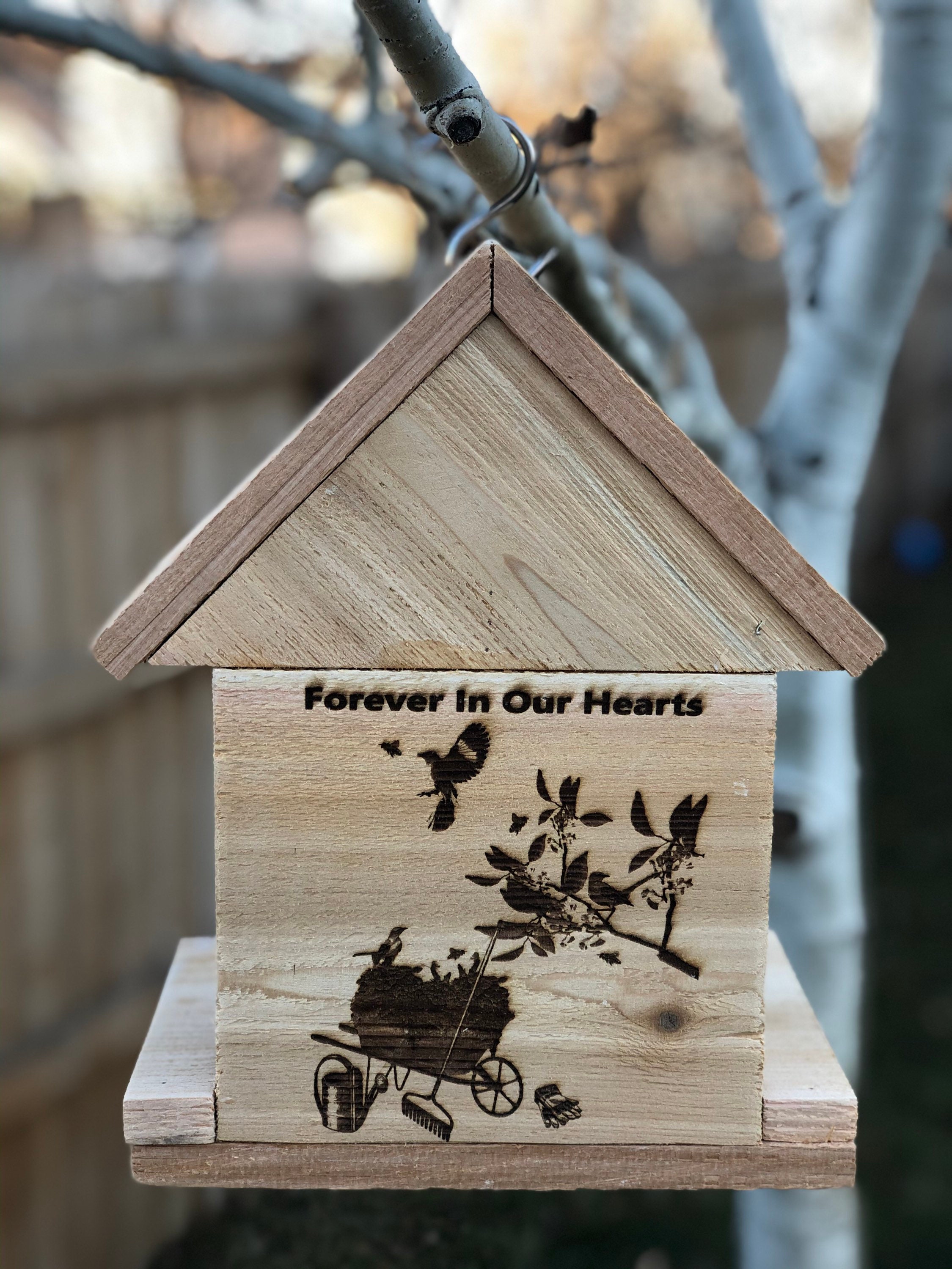 All cedar custom Two sided engraved bird feeders. Etsy