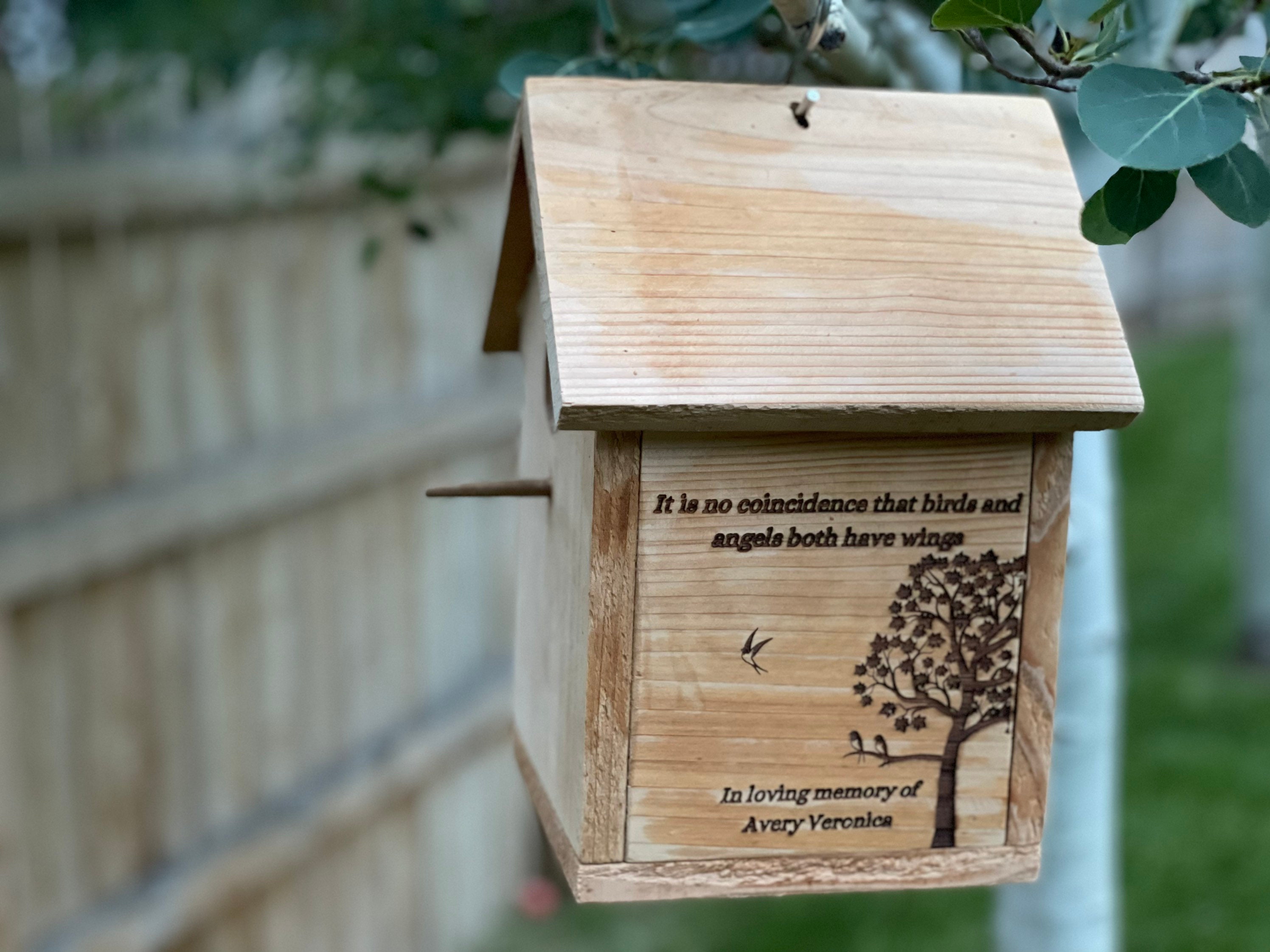 Memorial Birdhouse Laser Engraving: Avery Birdhouse
