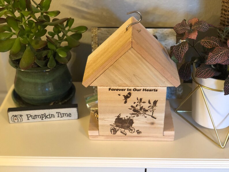 Single Sided Engraving All cedar custom engraved bird feeders