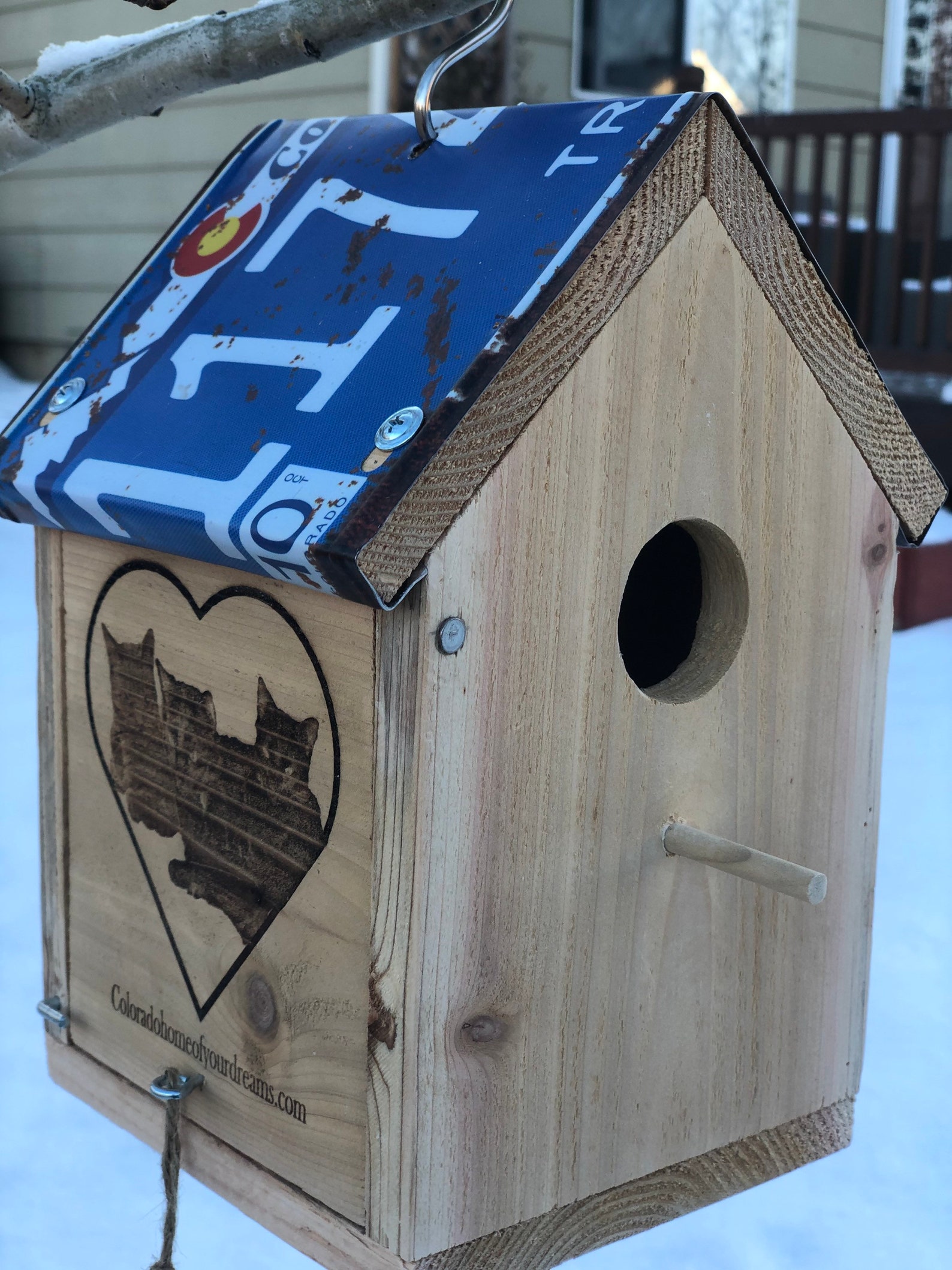 Birdhouse license plate roof Cedar custom engraved. Two Sided Etsy